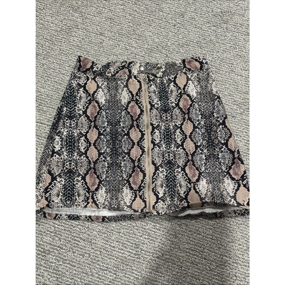 Altar'd State Snake Print Mini Skirt in Taupe and Black